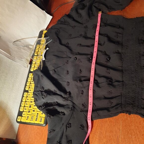 Juoiantang Maxi Dress VNeck H Waisted Button ALine Ruffle Tier Swiss Dot Sz 8-10 - Picture 5 of 11